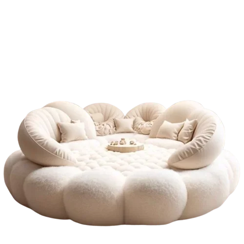 Round Aesthetics Soft Bed Frame European Full Master Bedroom