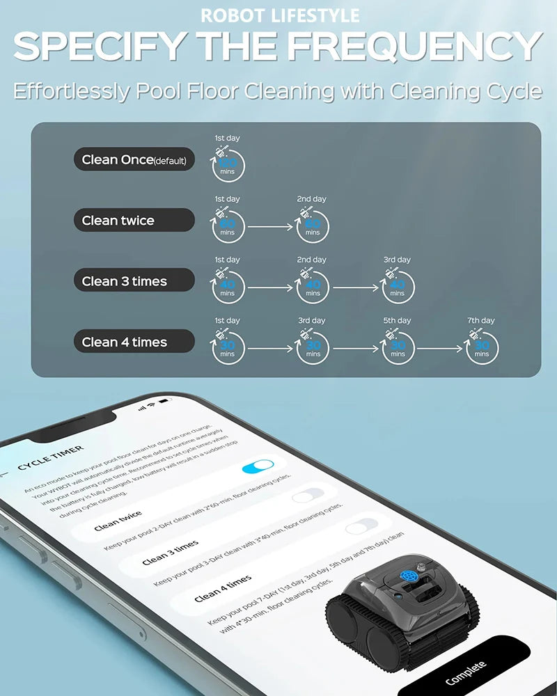 Wireless Robotic Swimming Pool Cleaner WYBOT C1 APP Control Clean Floor Wall