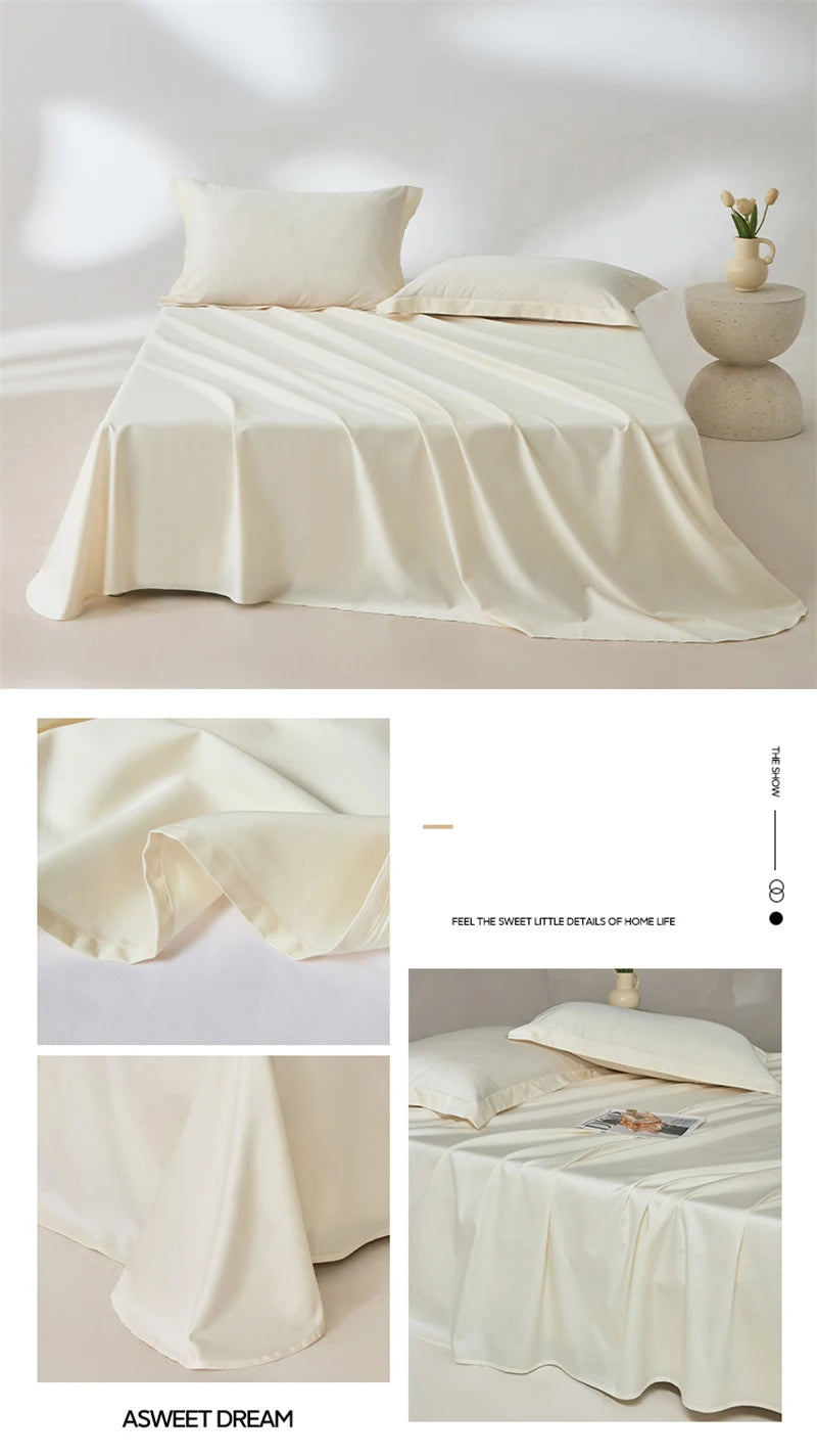 1pc Bed Flat Sheet 100% Egyptian Cotton Solid Color Top Sheets Single Double