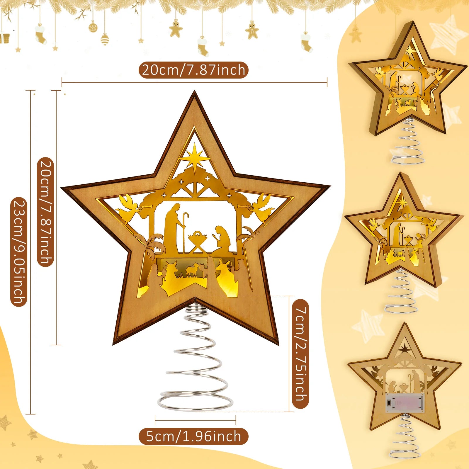 OurWarm Christmas Tree Topper Star Lighted, with Lights