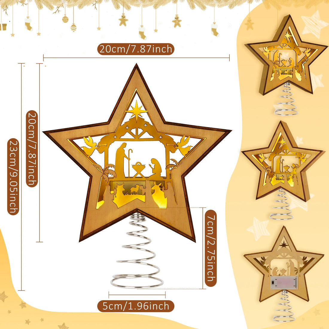 OurWarm Christmas Tree Topper Star Lighted, with Lights