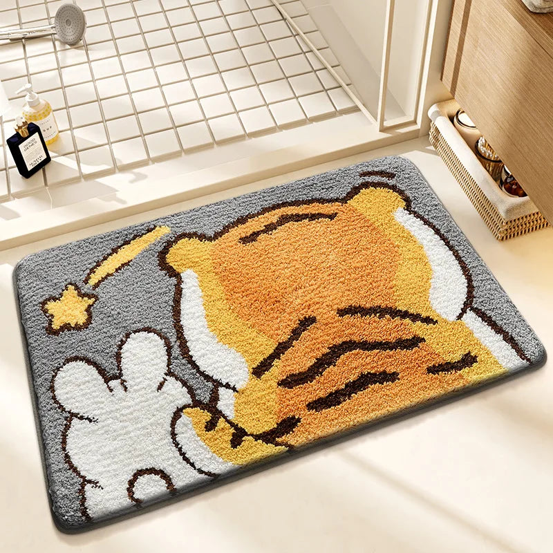 Frog and Bear Flocking Bath Mat Home Decoration Door Mat