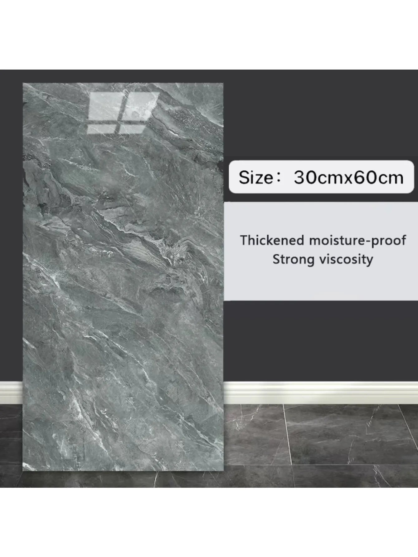 10Pcs Self-adhesive Marble Tiles Sticker Waterproof 30cmx60cm Tiles