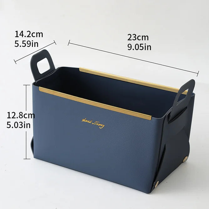 Desktop finishing PU leather storage box