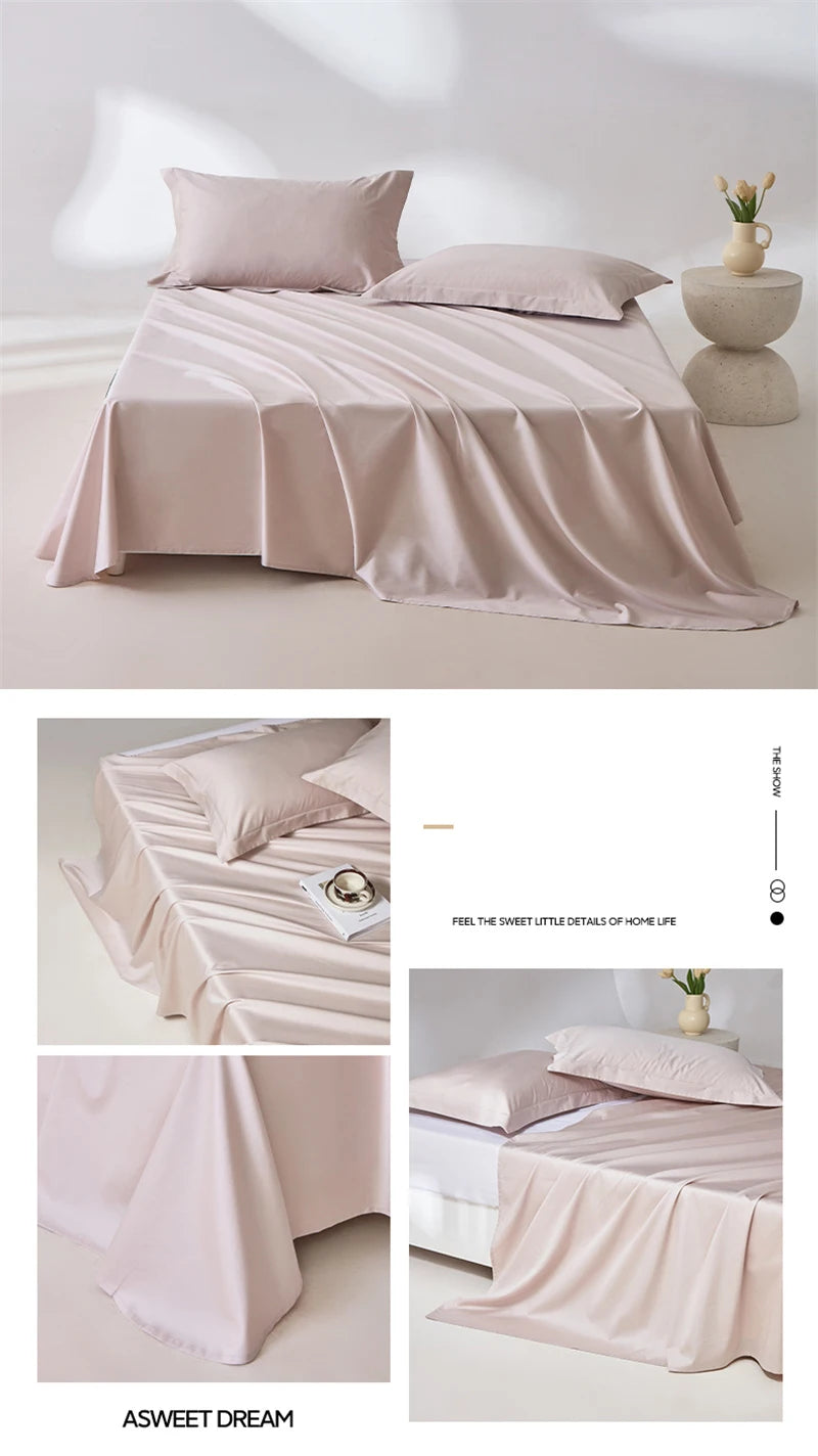 1pc Bed Flat Sheet 100% Egyptian Cotton Solid Color Top Sheets Single Double