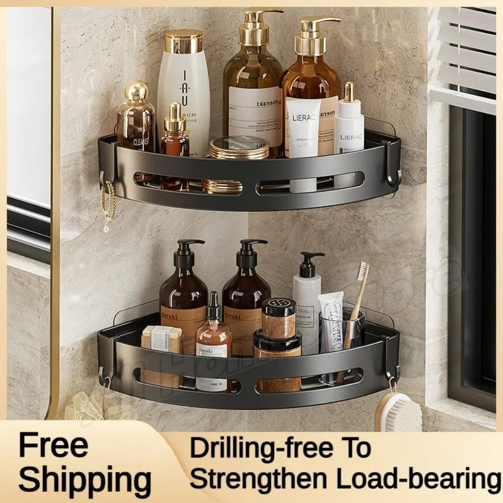 No Drill Wall Corner Bathroom Shelf Corner Shelf Storage Organizer