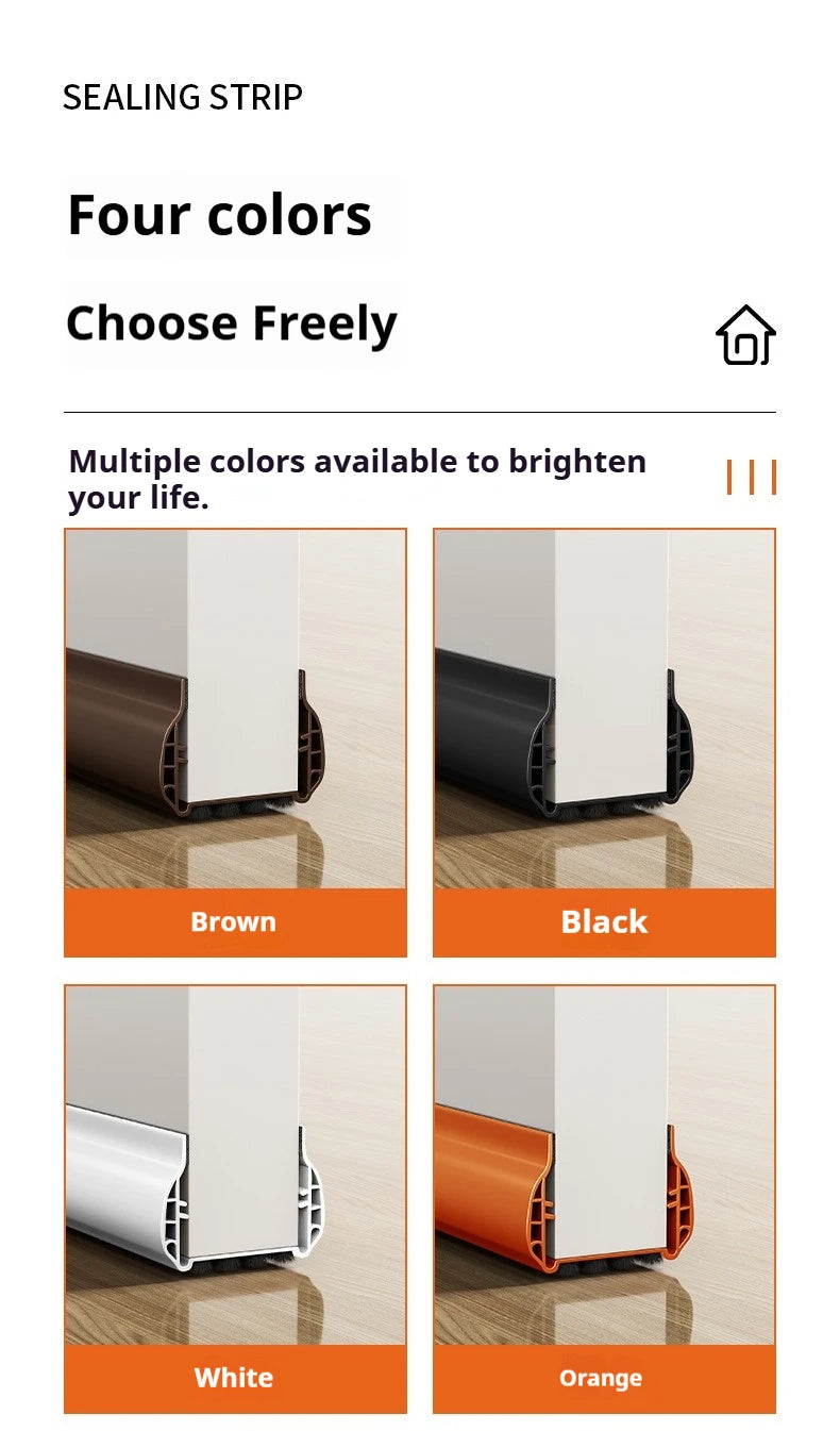 Pvc Door Seal Draft Stopper With 4 Layer Brush Reduce Noise Insect Proof