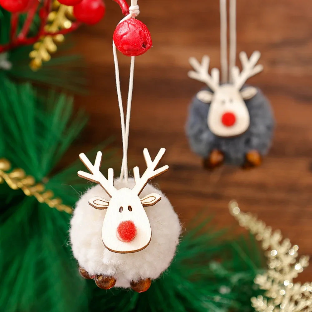 20/1Pcs Christmas Felt Wooden Elk Hanging Ornaments Cute Reindeer Xmas