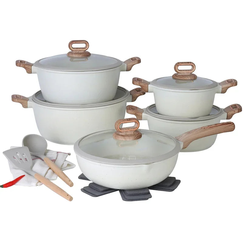 DONNOR Pot and Pan Set Non stick Frying pan 15/16Pcs Cookware