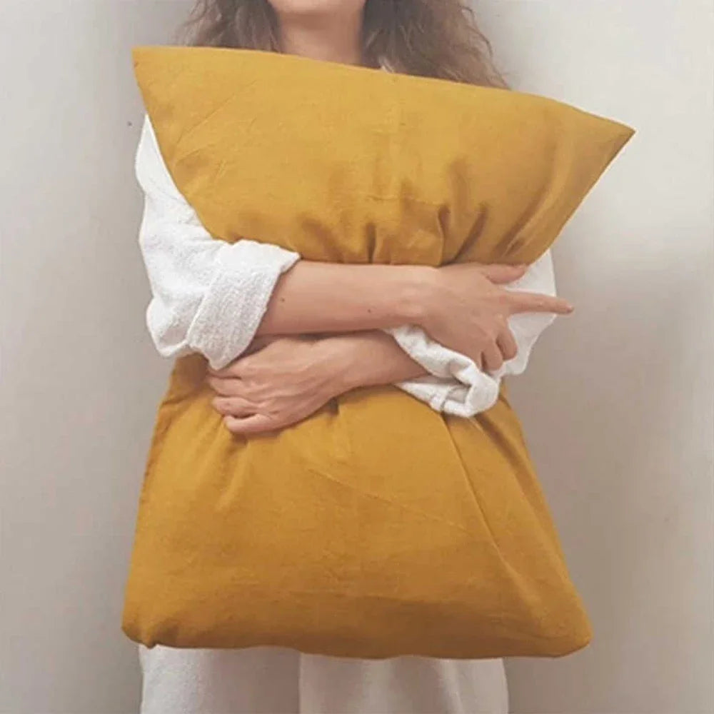 Set of 2 100%Linen Soft Breathable Pillowcase Decorative Square