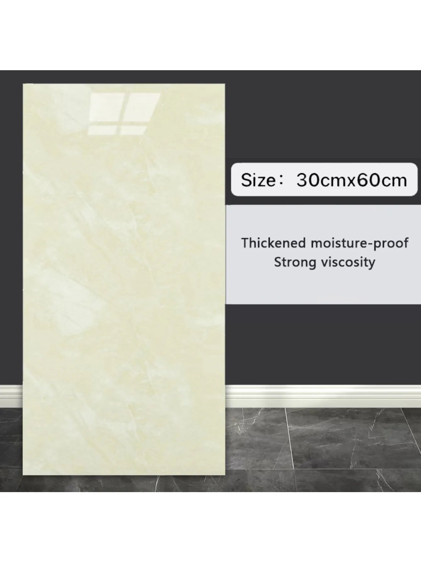 10Pcs Self-adhesive Marble Tiles Sticker Waterproof 30cmx60cm Tiles