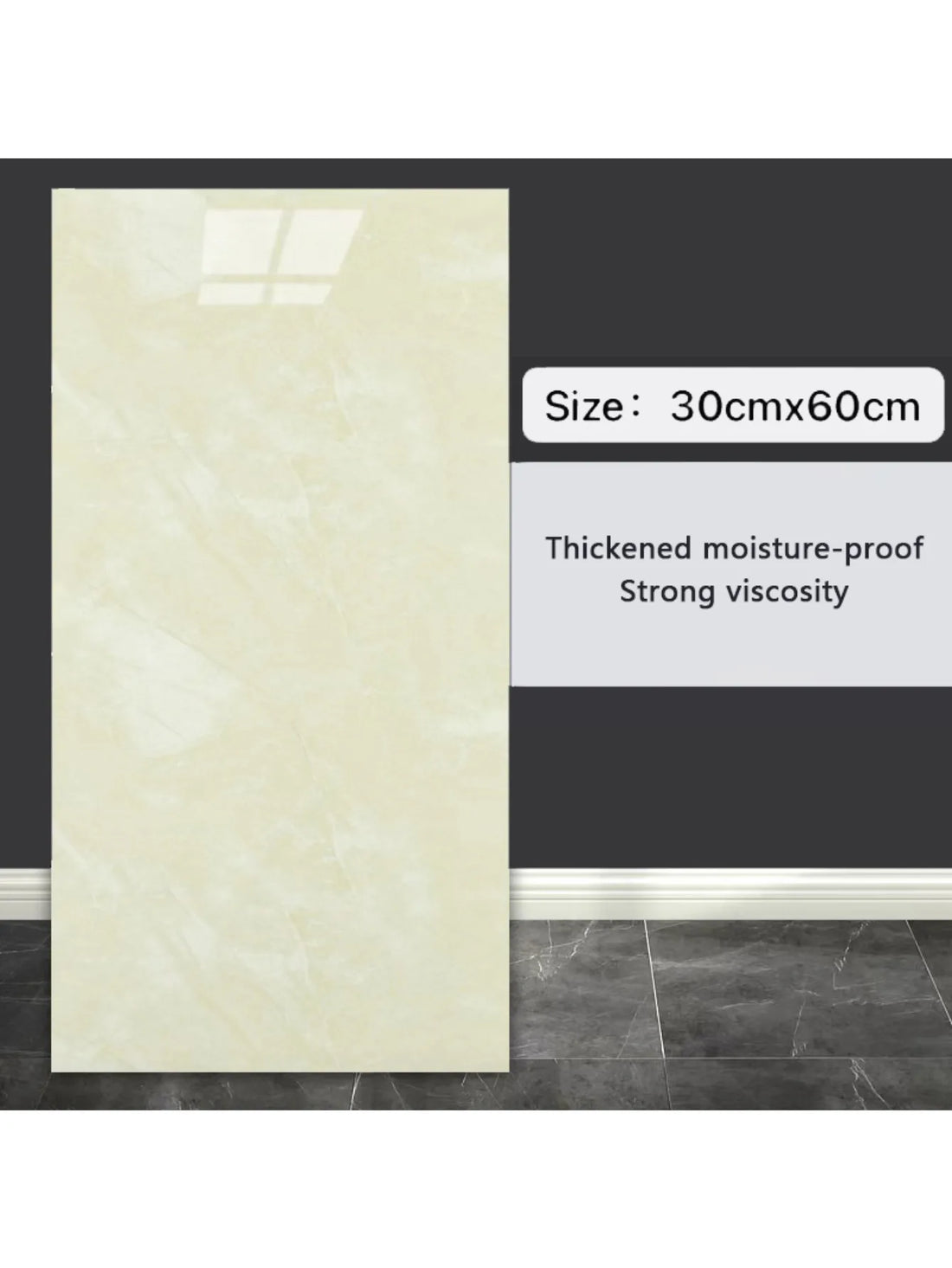 10Pcs Self-adhesive Marble Tiles Sticker Waterproof 30cmx60cm Tiles