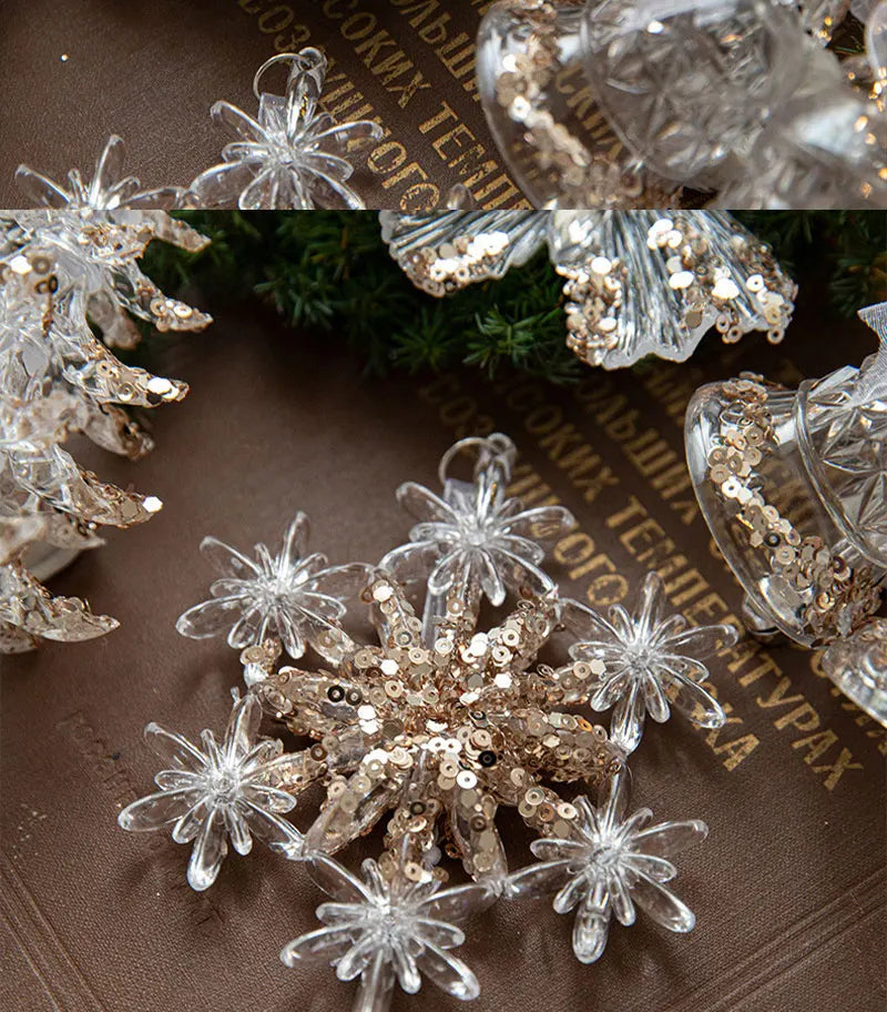 Crystal Christmas Tree Ornaments Acrylic Clear Hanging Crystals for Christmas