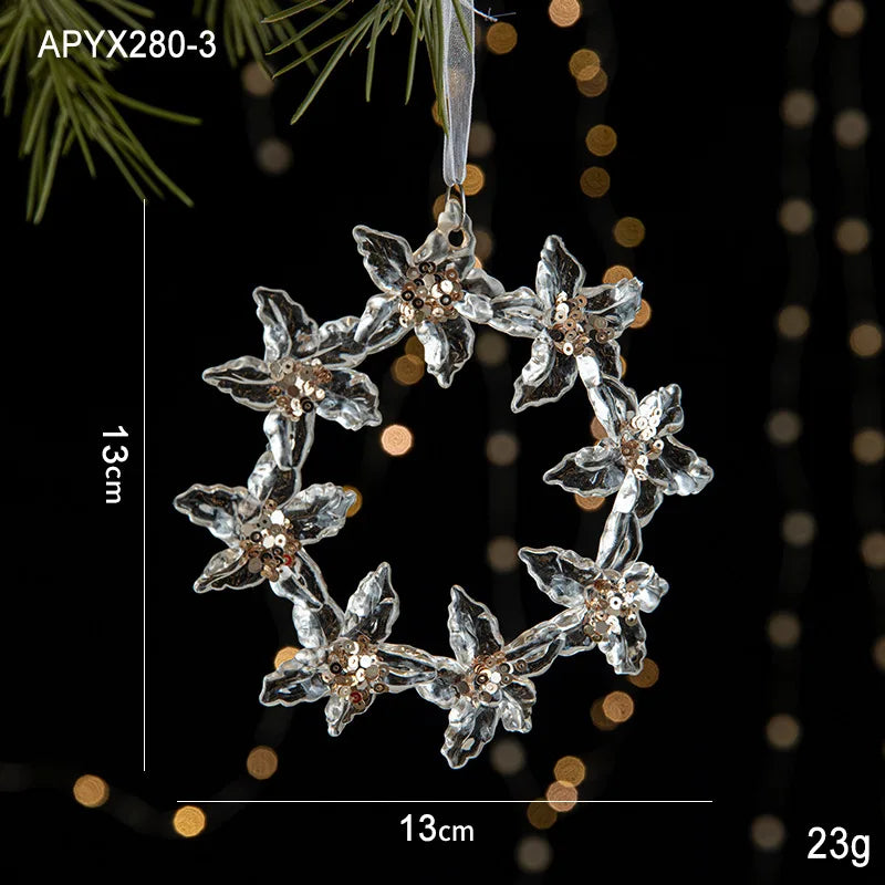 Crystal Christmas Tree Ornaments Acrylic Clear Hanging Crystals for Christmas
