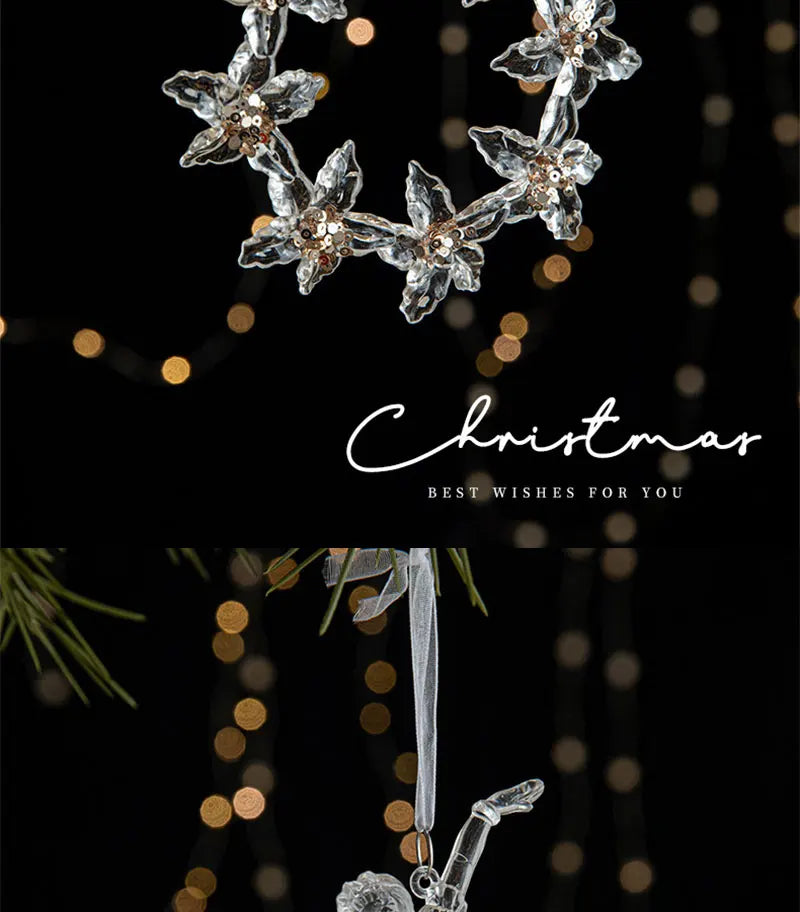 Crystal Christmas Tree Ornaments Acrylic Clear Hanging Crystals for Christmas