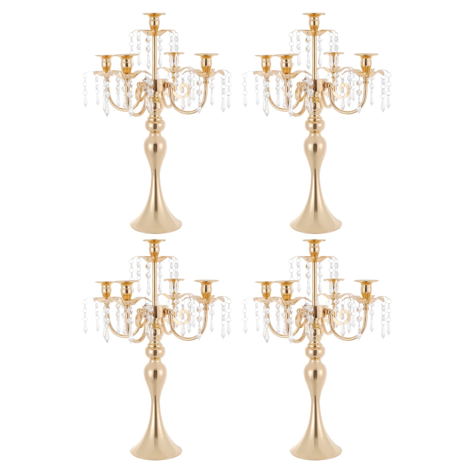 4Pcs 5-Arm Vintage Candle Holders 20in Black