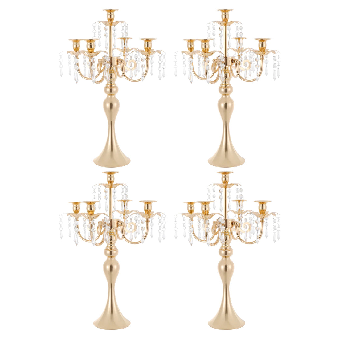 4Pcs 5-Arm Vintage Candle Holders 20in Black