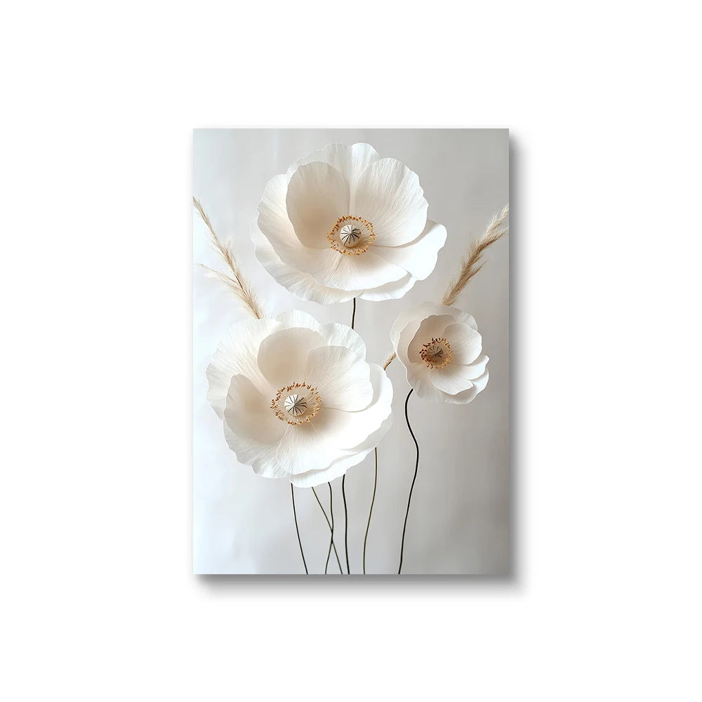 1PC/3PCS Frameless Nordic Beige Peony Flowers Canvas Painting