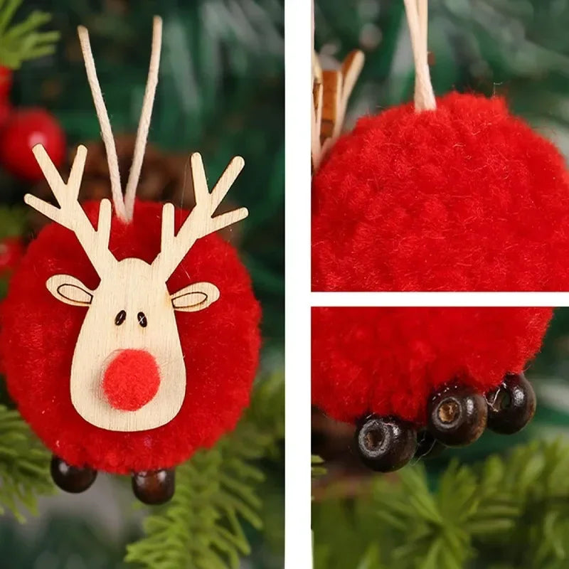 20/1Pcs Christmas Felt Wooden Elk Hanging Ornaments Cute Reindeer Xmas
