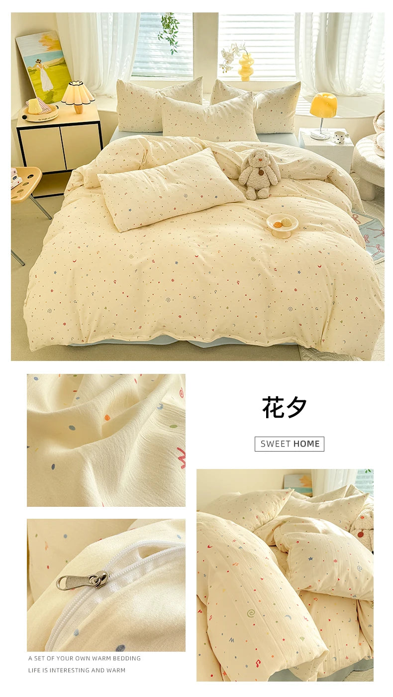 Cute Dog Printed Duvet Covet Set Brown Color Comforter Cover with Pillowcase