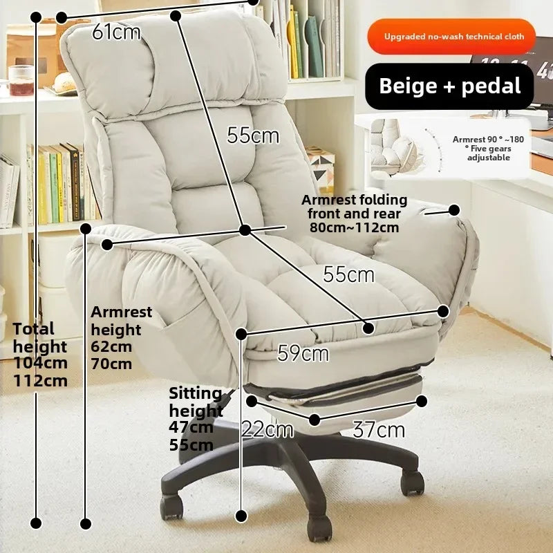 Footrest Wheels Office Chair Kids Velvet