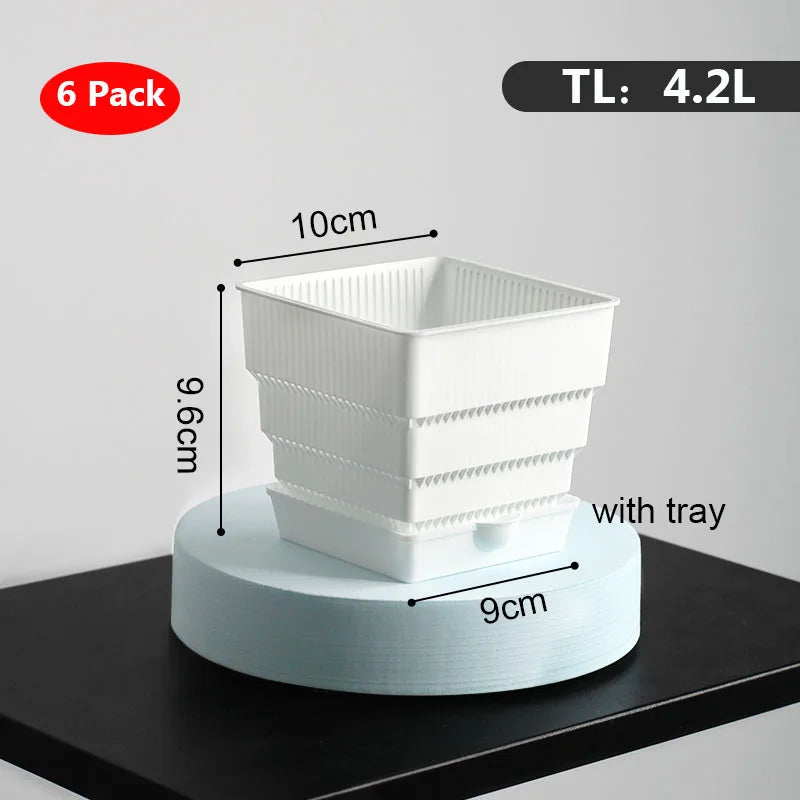 6 Pack Square Succulent Pots - Air Prunning Plastic Planters for Cactus