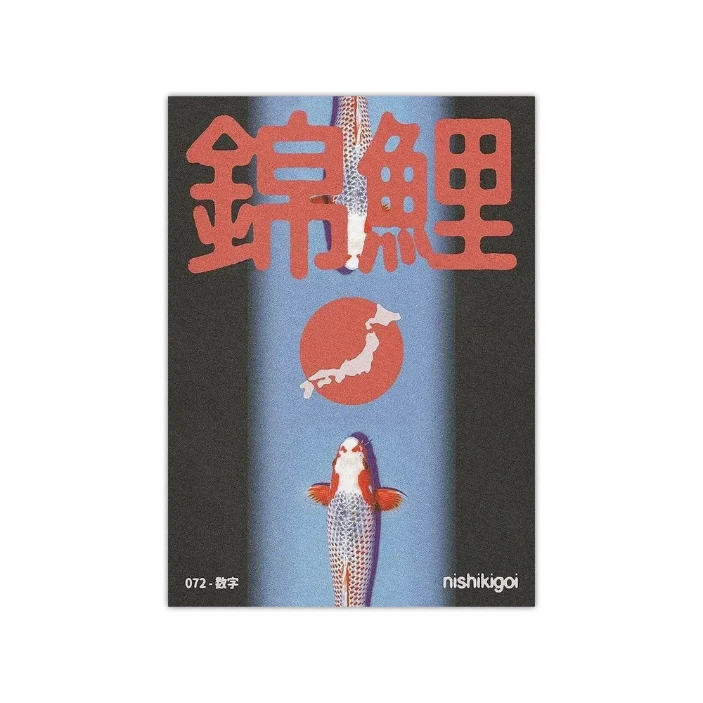 1PC Frameless Japanese Vintage Koi HD Posters Canvas Painting