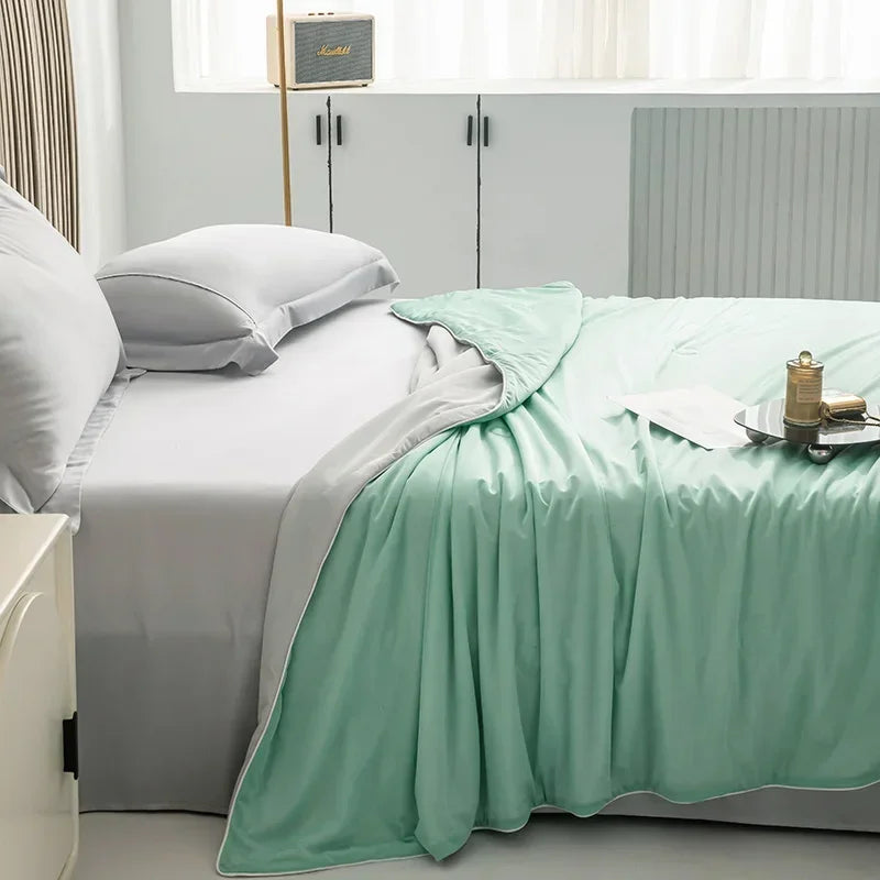 Air Condition Comforter for Summer Pure Color Ice Silk Cooling Blanket