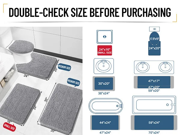 HAPIHAPPY New Chenille Bathroom Rug Mat Extra Soft Thick