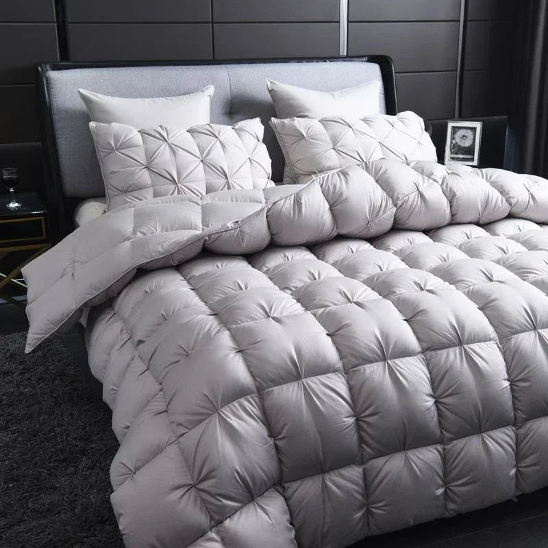 White Goose Down Comforter Warm Winter Thick 3D Bread Bed Blanket