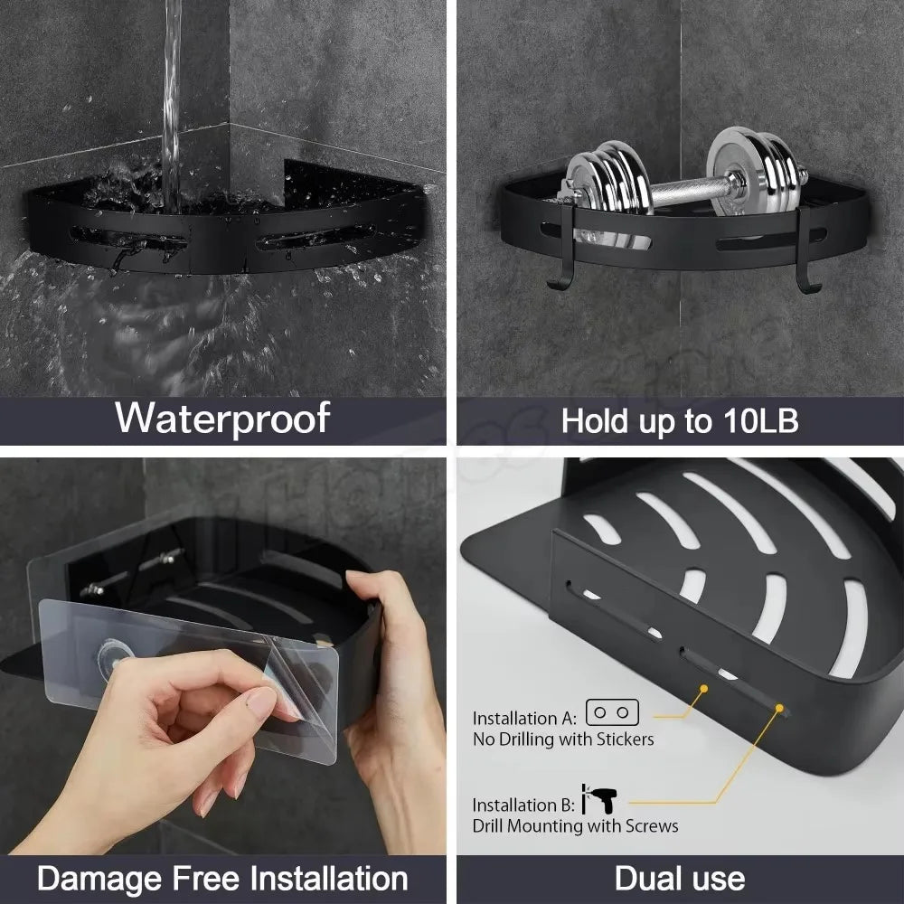 No Drill Wall Corner Bathroom Shelf Corner Shelf Storage Organizer