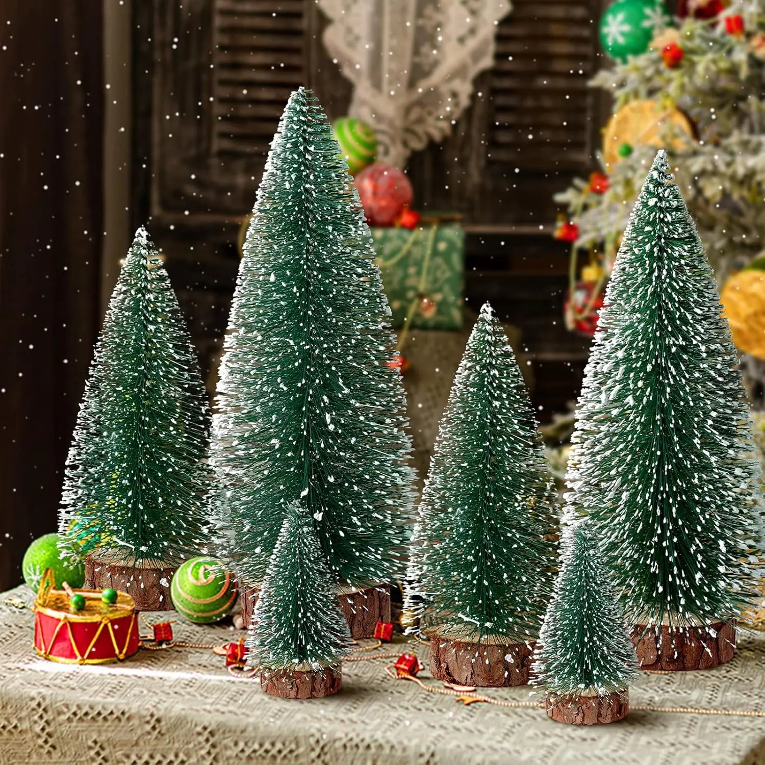 Mini Christmas Tree Bottle Brush Tree Artificial Green Christmas