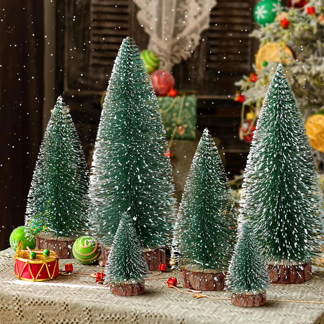 Mini Christmas Tree Bottle Brush Tree Artificial Green Christmas