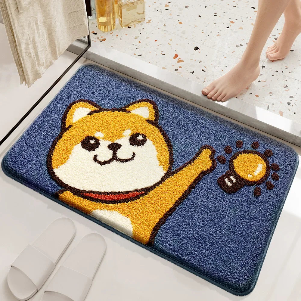 Frog and Bear Flocking Bath Mat Home Decoration Door Mat