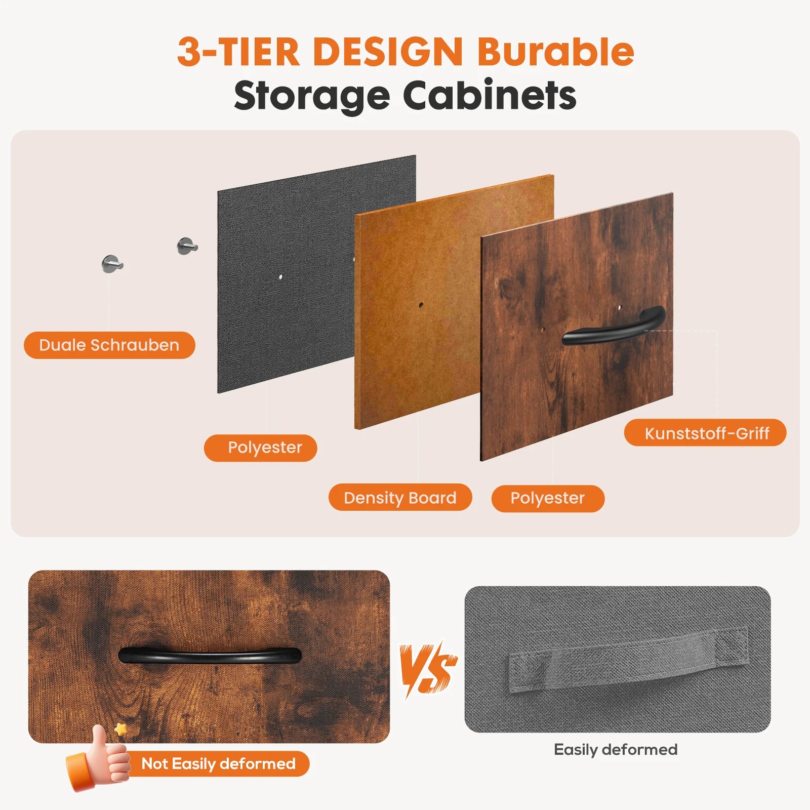 JHK 48IN Dresser For Bedroom With 5 Fabric Drawers