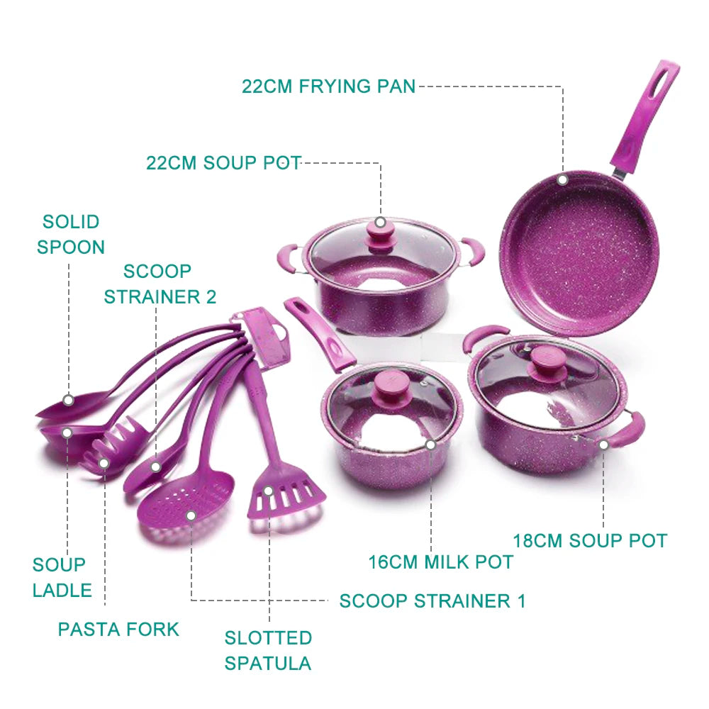 Non-Stick Pots And Pans Set 13-Piece Kitchen Utensil Set Kitchen Cookware