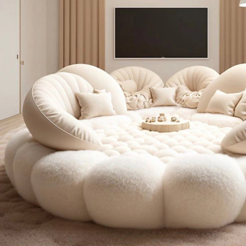 Round Aesthetics Soft Bed Frame European Full Master Bedroom