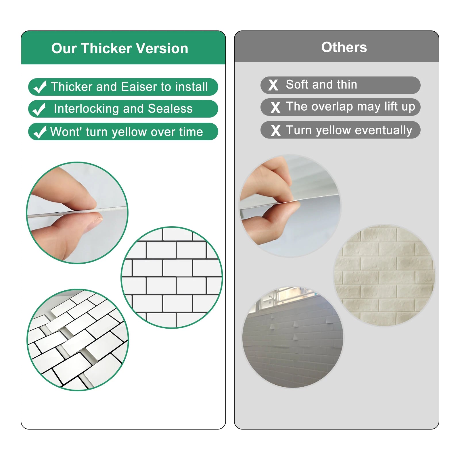 Subway Wall Stickers Peel and Stick 3d Brick Vinyl Wallpaper Bathroom Kitchen Backsplash