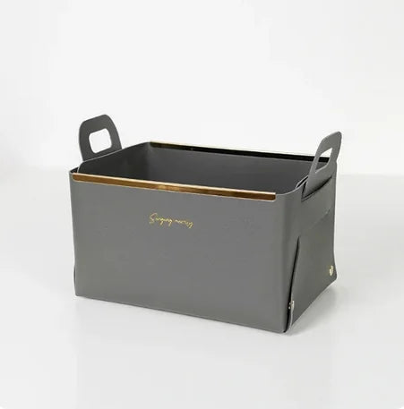 Desktop finishing PU leather storage box