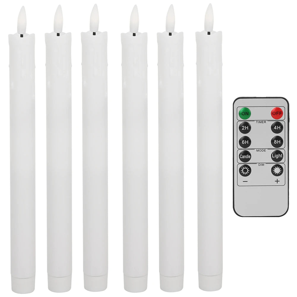 LED Flameless Taper Candles Flickering with 10-Key Remote