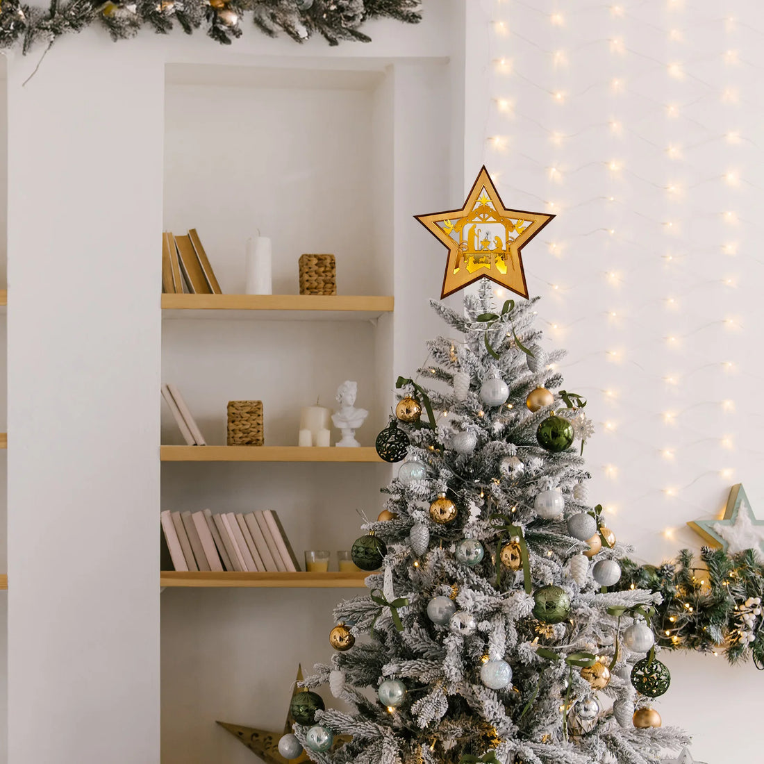 OurWarm Christmas Tree Topper Star Lighted, with Lights