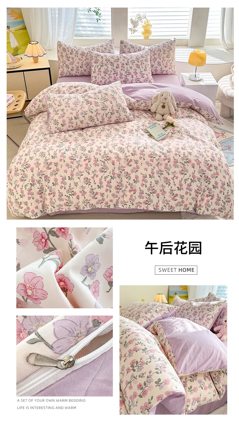 Cute Dog Printed Duvet Covet Set Brown Color Comforter Cover with Pillowcase