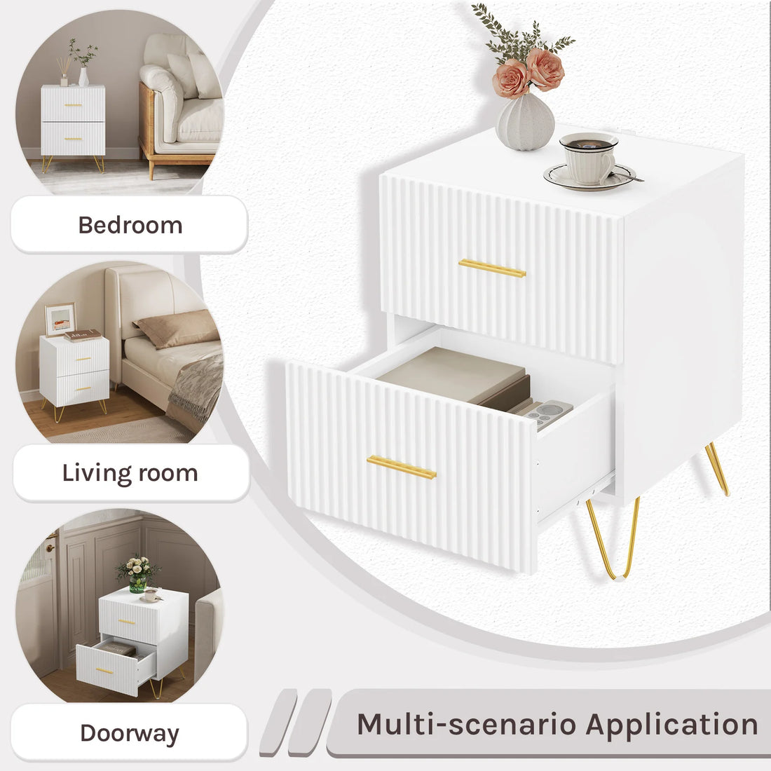 WOLTU Bedside Table Bedside Cabinet 2 Drawers Nightstand