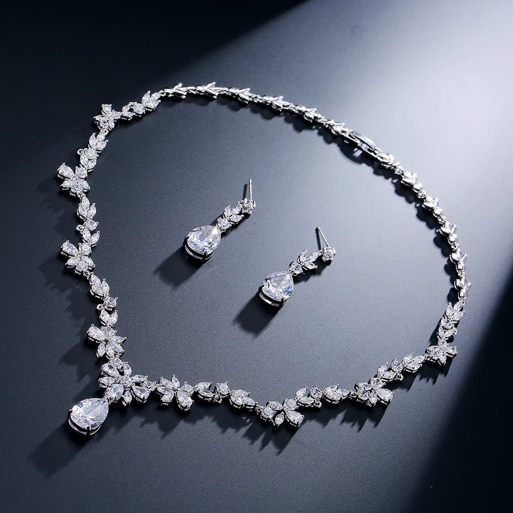 ZAKOL Brand Luxury AAA Zircon Earrings Necklace Jewelry Set