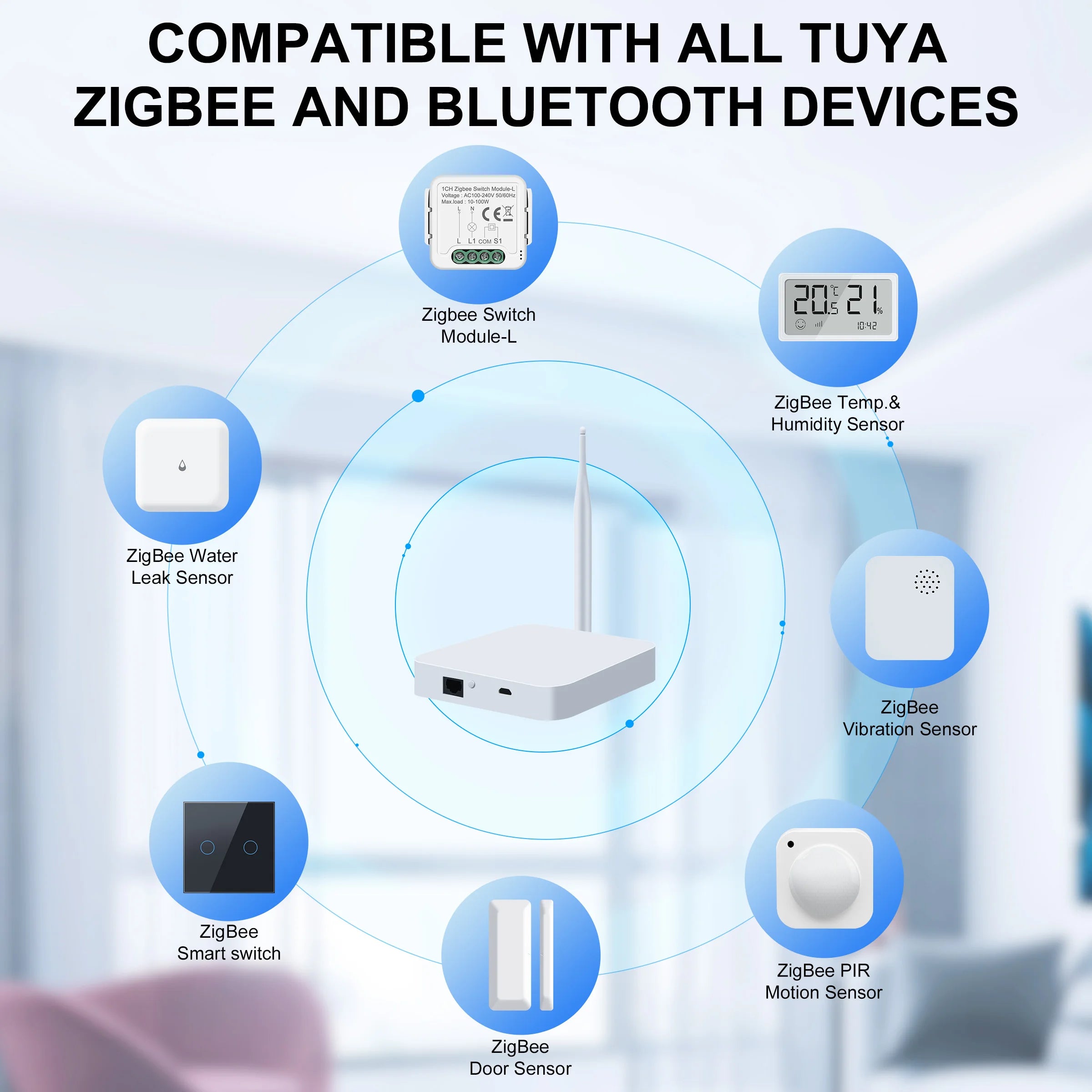GIRIER Tuya ZigBee Gateway Hub with Antenna Smart Gateway