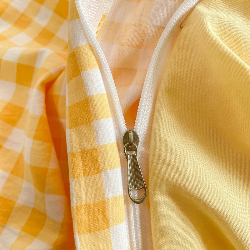 Skin-friendly Quilt Cover Plaid Style Duvet Covers Double Side Bed Cover