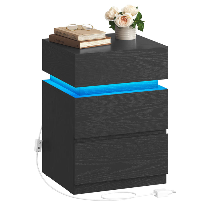 VASAGLE Bedside table with LED lighting