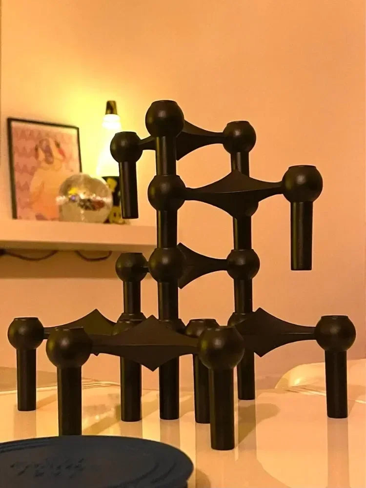 Metal Molecular Structure Candle Holder Nordic Silver Candlestick