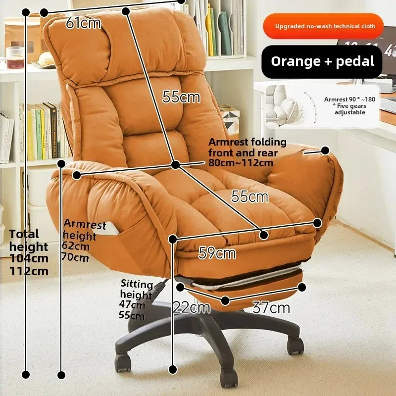 Footrest Wheels Office Chair Kids Velvet