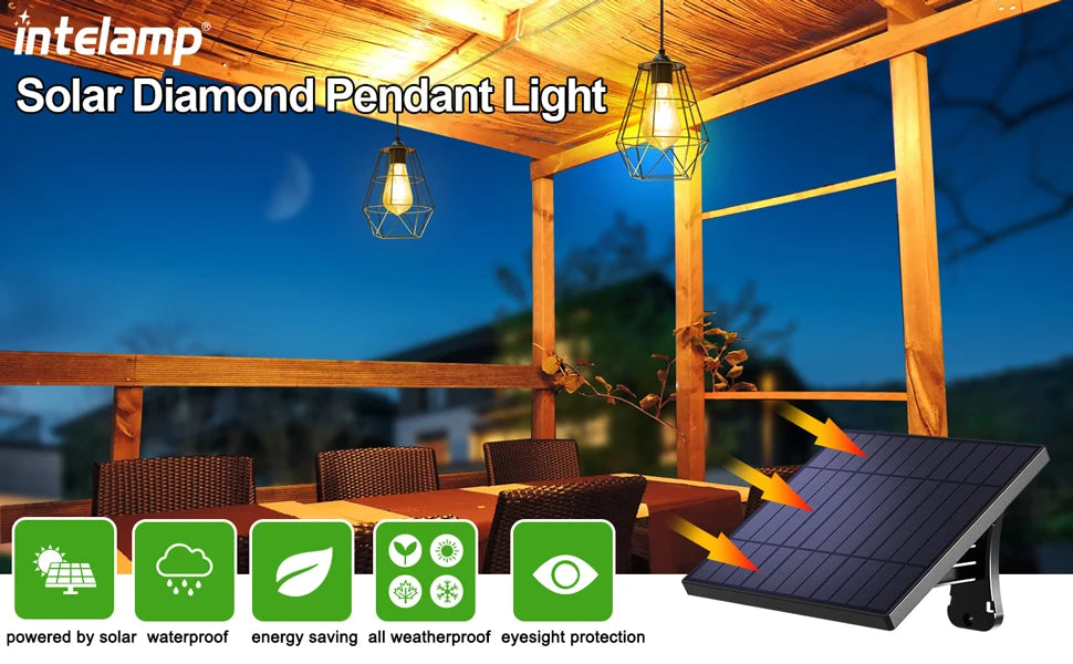 Solar Pendant Lights Indoor and Outdoor Super Bright IP65 Waterproof Solar